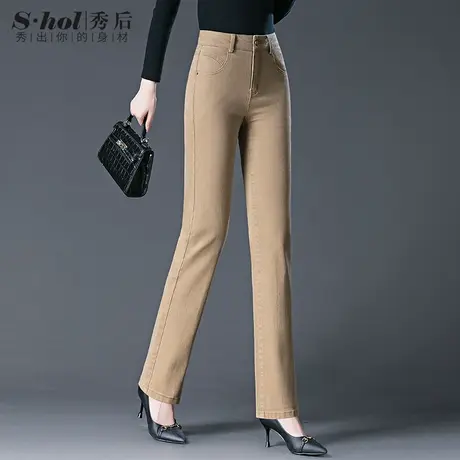 秀后新款牛仔裤女2023秋款高腰女裤显瘦中年妈妈裤子弹力直筒裤商品大图