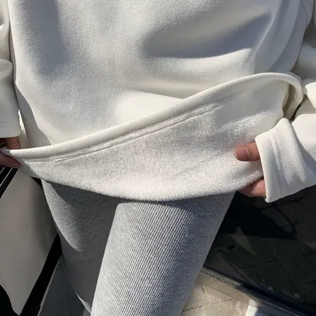 chic韩系大码高级感加绒长袖t恤女ins潮秋冬季百搭白色打底衫上衣商品大图