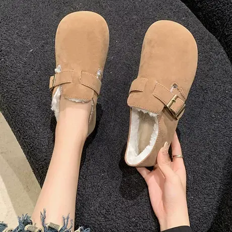 勃肯鞋女包头半拖鞋女外穿2023新款秋季孕妇平底一脚蹬复古懒人鞋图片