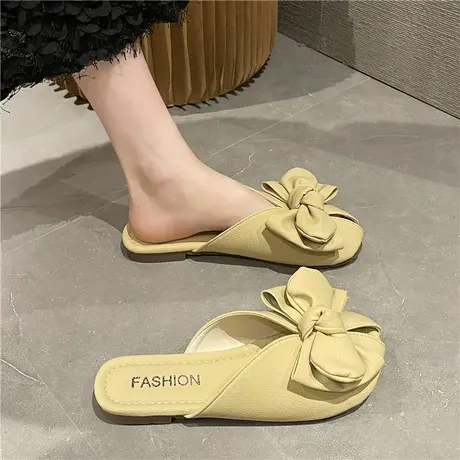 仙女风包头半拖鞋女夏外穿2024年新款蝴蝶结平底百搭凉鞋穆勒拖鞋商品大图