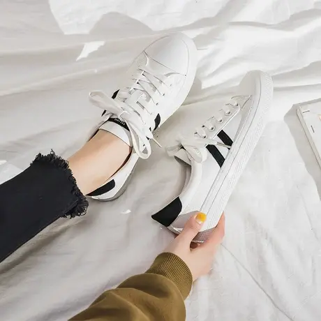 香港潮牌百搭小白鞋女鞋爆款潮鞋2020年春夏季新款皮面学生板鞋子商品大图