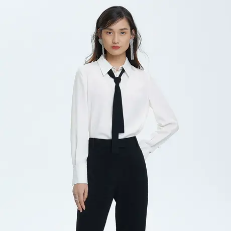 LANCY/朗姿女装[昼与夜]烫钻白衬衫女长袖通勤时尚职业衬衣奥莱商品大图