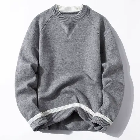 假两件毛衣男秋冬季圆领潮流针织衫男士冬天保暖休闲打底衫商品大图