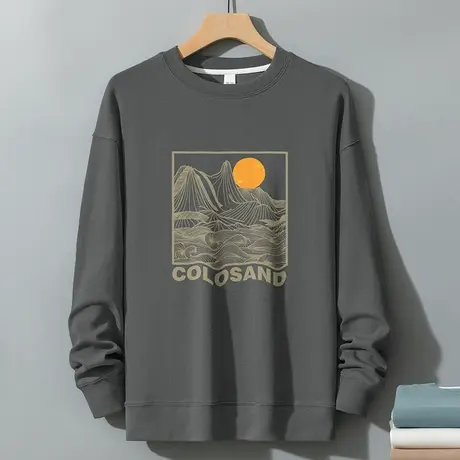 350g重磅国潮卫衣男生秋冬款无帽套头长袖t恤圆领上衣服潮流宽松图片