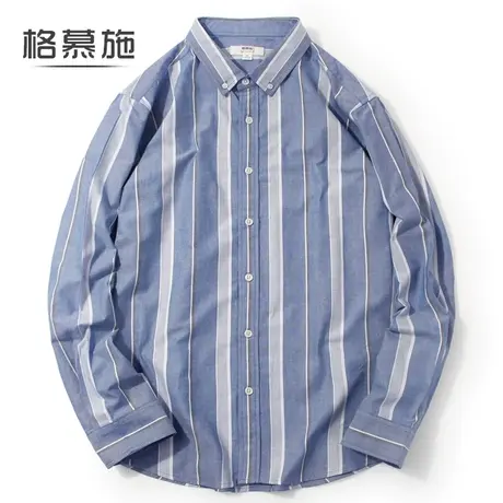 2023年秋季牛津纺纯棉长袖衬衫男宽松潮流帅气新款商务休闲衬衣服图片