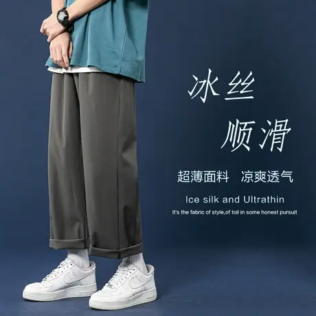 秋季港风休闲裤男直筒韩版潮流阔腿青少年工装宽松百搭潮牌长裤子图片