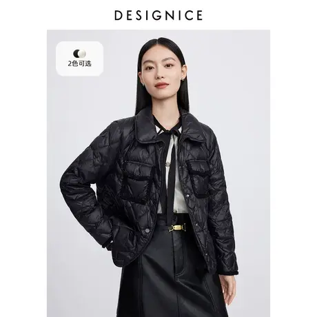 商场同款迪赛尼斯小香风秋季新款白鸭绒短款宽松外套薄款羽绒服女图片