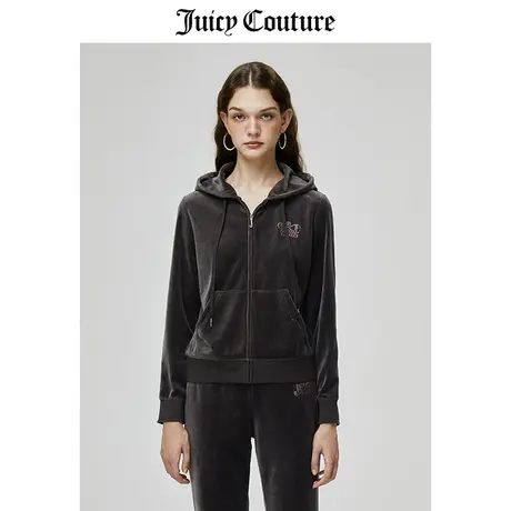 Juicy Couture橘滋外套女美式春季新款天鹅绒外套丝绒连帽夹克女商品大图