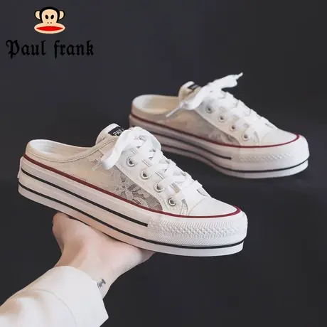 大嘴猴女鞋2023年新款夏季半拖鞋子女潮鞋韩版百搭休闲薄款帆布鞋商品大图