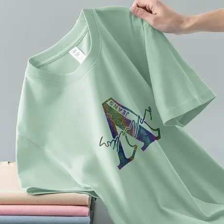 重磅纯棉短袖t恤男圆领上衣服夏季宽松美式全棉体恤字母印花半袖商品大图