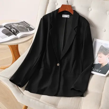 伊自尚2023年新款胖mm大码女装秋季新品气质简约显瘦西装上衣外套商品大图