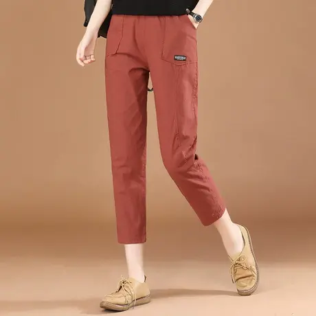 韩潮袭人松紧腰拼接九分休闲裤女2023夏季新款百搭显瘦哈伦裤薄款图片