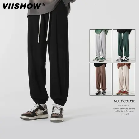 VIISHOW裤子男日系宽松百搭凉感裤束脚休闲裤男士哈伦运动裤薄款商品大图