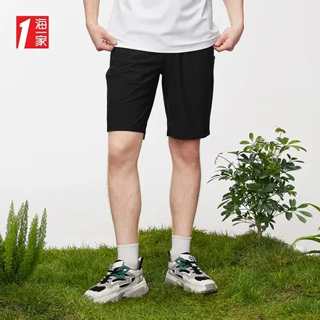 海一家抽绳松紧腰五分裤2023夏季新款时尚压胶青春活力休闲中裤男商品大图