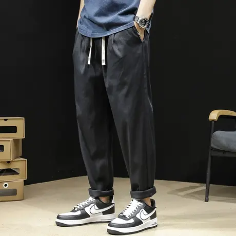 轻薄九分裤男夏季宽松直筒大码2023新款黑色休闲裤子男士空调男裤商品大图