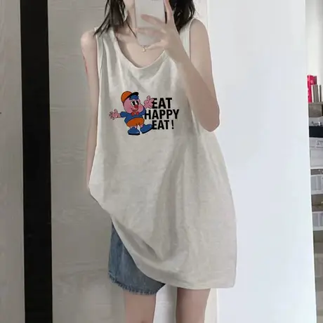 纯棉吊带运动坎肩背心无袖t恤女2023新款夏季外穿宽松篮球服上衣图片