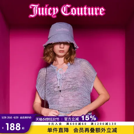 Juicy Couture橘滋2025春夏新款美式复古连肩系带短袖针织衫T恤女商品大图