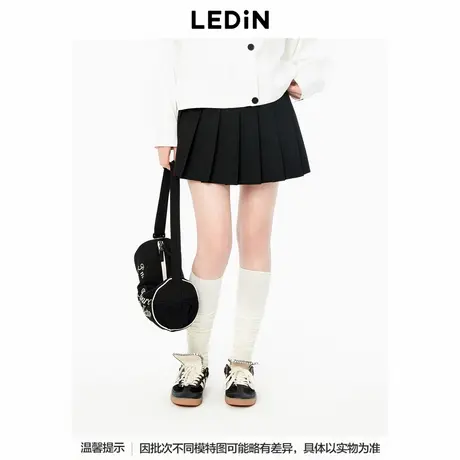 【商场同款】乐町百褶短裙秋季新款学院风黑色短款半裙C2GEE3212图片