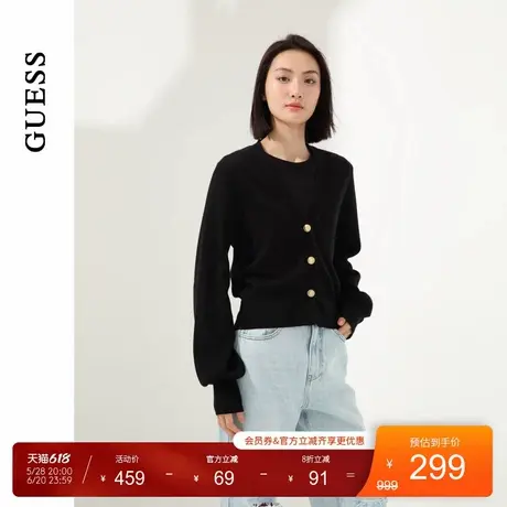 GUESS女士田园风纯色百搭含羊毛针织毛衣-W4PR45Z0W90商品大图