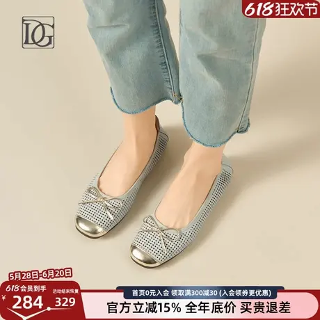 【真皮】镂空透气平底单鞋女真皮2025春夏新款舒服百搭妈妈鞋皮鞋图片