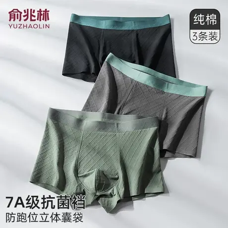 俞兆林男士内裤纯棉7A级抗菌裆男款男生平角裤男式透气四角短裤衩商品大图