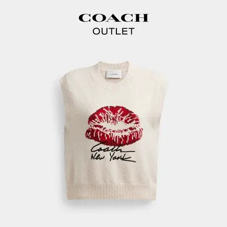 COACH/蔻驰奥莱女士经典标志KISS印花背心图片