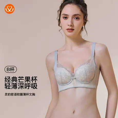秀黛灵豹密语软圈薄杯蕾丝侧比收副乳U型背贴合文胸内衣S6110011B商品大图