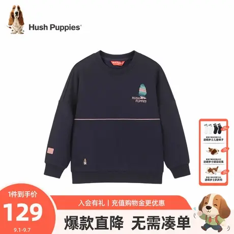 暇步士童装女童卫衣秋季新款中大童休闲圆领衫儿童舒适宽松套头衫图片