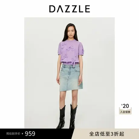DAZZLE地素奥莱 毛针织衫秋女装法式四季针织立体蝴蝶结上图片