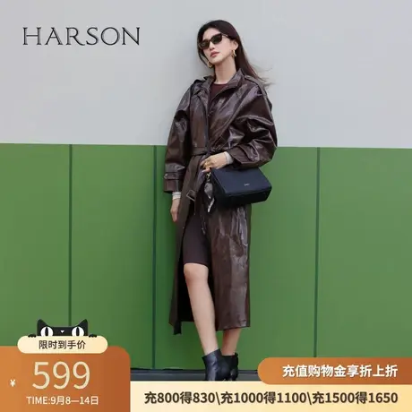 哈森法式粗高跟羊皮女靴冬季新款短筒时装靴瘦瘦靴HA246020商品大图