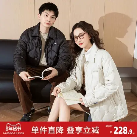 唐狮冬季情侣装羽绒服男女轻薄款翻领上衣百搭休闲宽松外套潮商品大图
