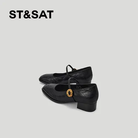 星期六玛丽珍鞋女巨好看新款一字带复古粗跟不累脚法式高跟单鞋春商品大图