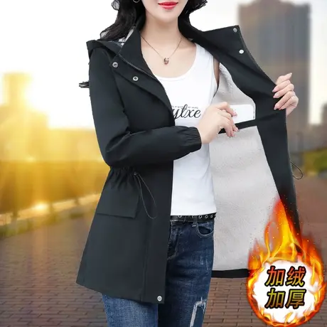 恋上17号2022新款加绒加厚中长款风衣外套女秋冬新款中年妈妈大码图片