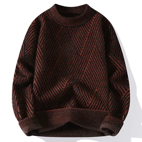 毛衣男秋冬季提花加厚圆领针织衫青少年初高中学生潮流羊绒打底衫商品大图