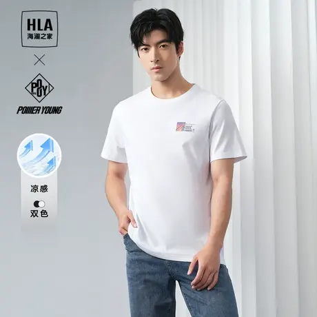HLA/海澜之家POWER YOUNG系列凉感T恤24春夏新款棉盖丝印花短t男商品大图