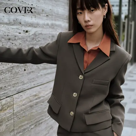 COVER秋季截短平驳领西装外套商品大图