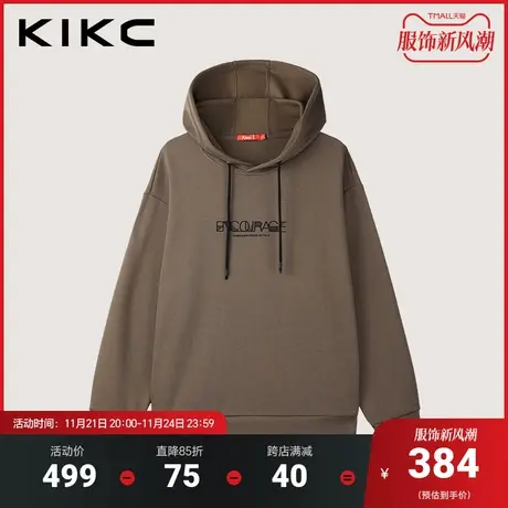 kikc卫衣男2023秋冬新款商场同款字母立体印花宽松潮流长袖帽衫图片