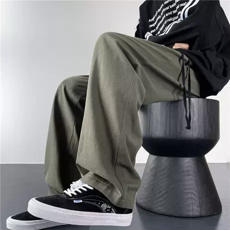 青年休闲裤男士宽松潮牌春秋2023新款阔腿工装长裤秋季男生直筒裤商品大图