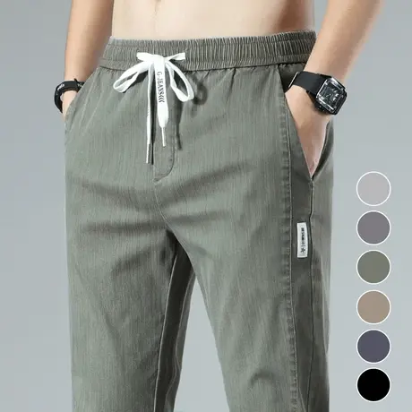 松紧腰抽绳休闲长裤男士2023年新款潮夏季薄款夏装夏天夏裤男裤子商品大图