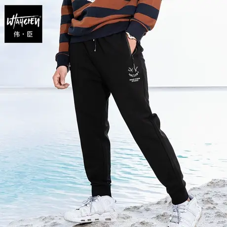 伟臣潮牌大码男装春秋新品印花休闲长裤胖胖哥加肥加大宽松卫裤男商品大图