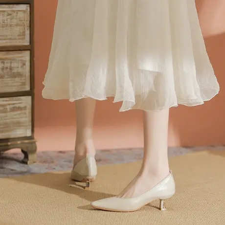 高跟鞋女细跟2024年春季新款法式尖头气质单鞋性感少女浅口工作鞋图片