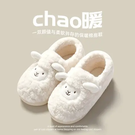 棉拖鞋女士冬季室内家居情侣新款可爱毛毛绒拖鞋外穿男秋冬款批发商品大图