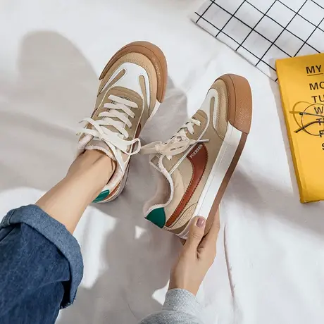 加绒帆布鞋女2021年冬季新款ulzzang百搭学生潮鞋ins休闲平底板鞋商品大图