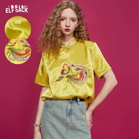 【经典复刻系列】妖精的口袋新中式衬衫女23夏新款短袖设计感上衣商品大图