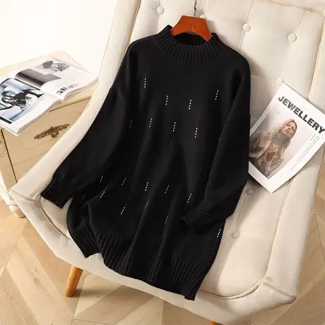 伊自尚2024年新款韩版秋春季微胖mm显瘦轻奢感烫钻针织衫上衣女潮图片