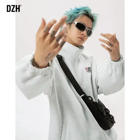 男生美式立领卫衣外套男高级感痞帅男装春秋2024新款上衣潮牌夹克商品大图