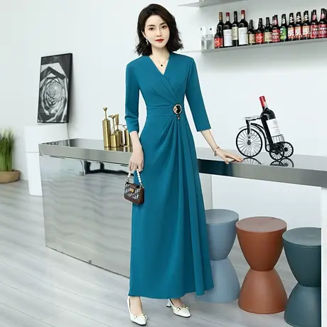 晚礼服连衣裙2023新款高级感主持人端庄大气宴会晚会气质高端女士图片