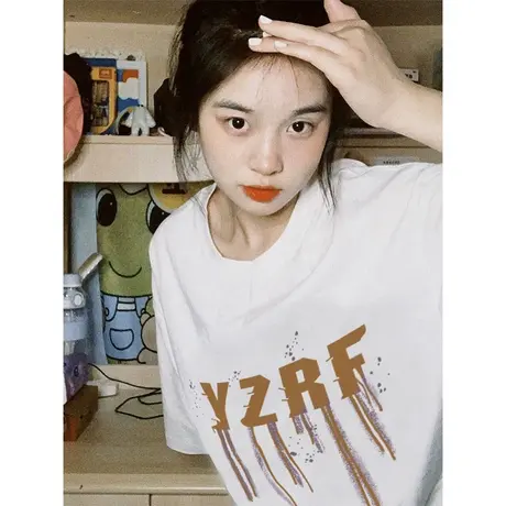 原创小众设计感白色短袖t恤女夏季韩版宽松美式hiphop高街上衣潮商品大图