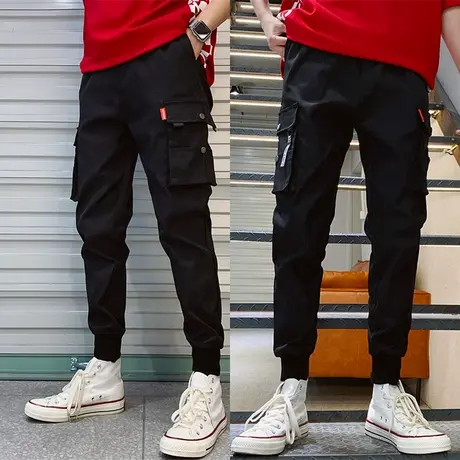 男士修身裤子休闲九分韩版潮流束脚工装裤哈伦长裤百搭潮牌小脚裤商品大图