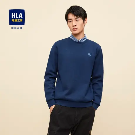 【加绒】HLA/海澜之家2023加绒保暖针织衫套头衫假两件毛衣商品大图